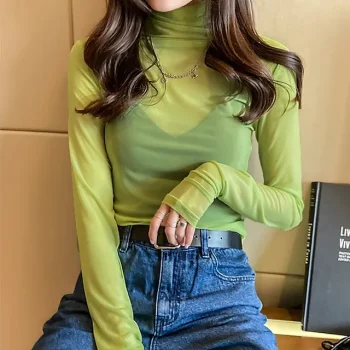 T shirt Tee Women's Orange Green Rose Pink Plain Casual Daily Modern High Neck Regular Fit M