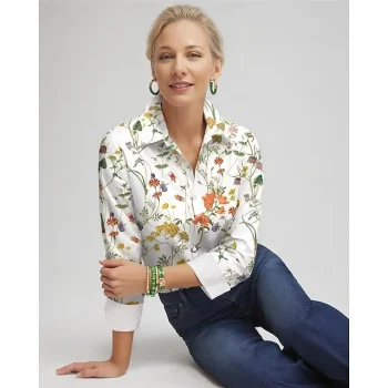 Women's Shirt Blouse Floral Casual Holiday White Button Print Long Sleeve Fashion Streetwear Shirt Collar Regular Fit Spring & Fall
