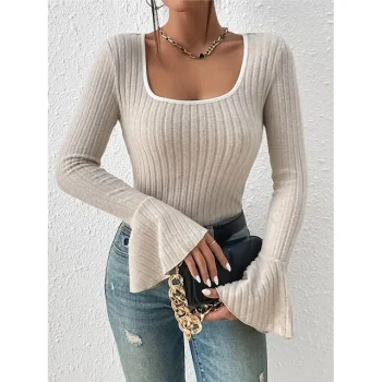 T shirt Tee Women's Black Beige Plain Daily Fashion U Neck Slim S