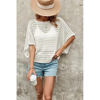 Shirt Blouse Women's Black White Pink Solid Color Cut Out Street Daily Fashion Round Neck S