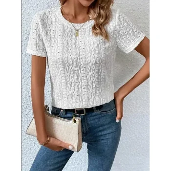 T shirt Tee Women's Black White Orange Plain Cut Out Street Daily Fashion Round Neck Regular Fit S