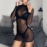 Women‘s Little Black Dress Sexy Dress Black Lace Dress Party Dress Sheath Dress Mini Dress Long Sleeve Mesh Dress Spring Fall Winter Turtleneck Sexy Dress Winter Dress Fall Dress Slim