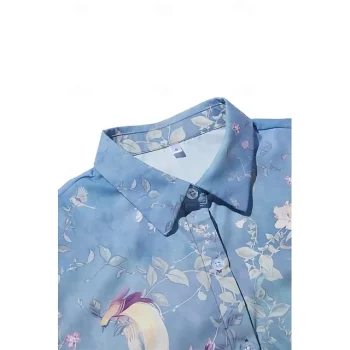 Women's Shirt Blouse Maroon Black Pink Graphic Floral Button Print Long Sleeve Casual Streetwear Vintage Shirt Collar Regular S