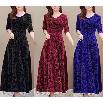 Women's Velvet Dress Homecoming Dress Empire Waist Dresses Long Dress Maxi Dress Black Wine Blue Long Sleeve Pure Color Ruched Spring Fall Winter V Neck Stylish Winter Dress Evening Party Wedding