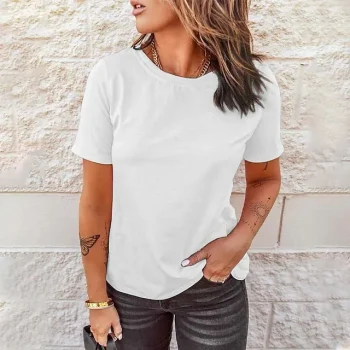 Women's T shirt Tee Cotton 100% Cotton Plain Casual Daily Weekend Black White Yellow Short Sleeve Vintage Basic Classic Round Neck Regular Fit Summer Spring