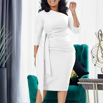 Women‘s Cocktail Party Dress Wedding Guest Dress Corset Dress Bodycon Mini Dress White Red Gray 3/4 Length Sleeve Pure Color Ruched Winter Fall Spring V Neck Evening Party S M L XL 2XL 3XL