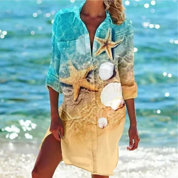 Women's Shirt Blouse Graphic Casual Holiday Yellow Print Button Long Sleeve Hawaiian Basic Neon & Bright Shirt Collar Regular Fit Spring Fall