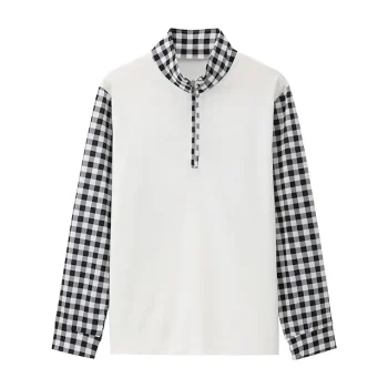 Men's Polo Shirt Quarter Zip Polo Work Daily Wear Lapel Long Sleeve Fashion Comfortable Color Block Plaid / Check Zip Up Spring & Fall Regular Fit Black Navy Blue Orange Polo Shirt