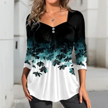 Women's Shirt Blouse Floral Casual Holiday Pink Blue Purple Print Button Long Sleeve Fashion Square Neck Regular Fit Spring & Fall